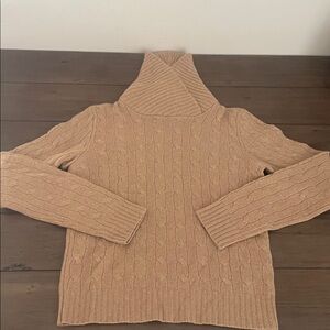 Ralph Lauren Women’s Cashmere Cable Knit Turtleneck Sweater - Beige M